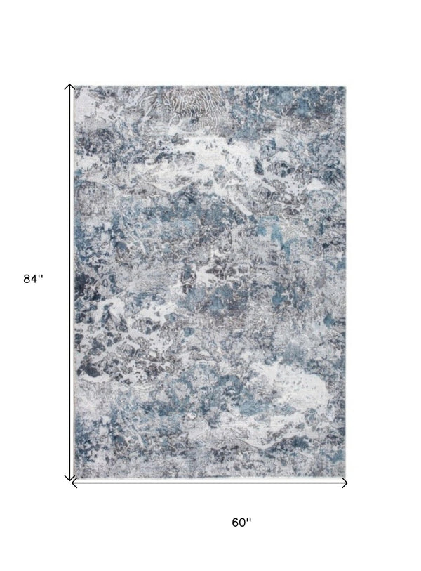 Homeroots 5' X 8' Gray Blue Abstract Galaxy Area Rug  Polyester 475319