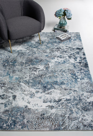 HomeRoots 6' Blue and Gray Abstract Area Rug – Modern Artistry for Living Rooms, Dining Spaces, and More 6' X 9' 475320