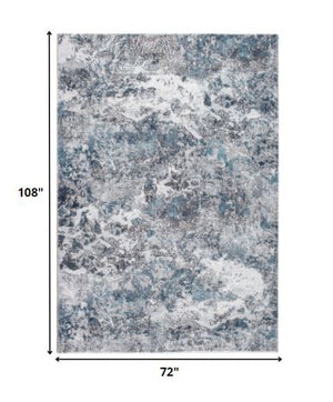 Homeroots 6' X 9' Blue And Gray Abstract Area Rug  Polyester 475320