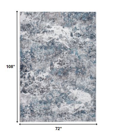 Homeroots 6' X 9' Blue And Gray Abstract Area Rug  Polyester 475320
