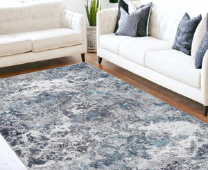 Homeroots 6' X 9' Blue And Gray Abstract Area Rug  Polyester 475320