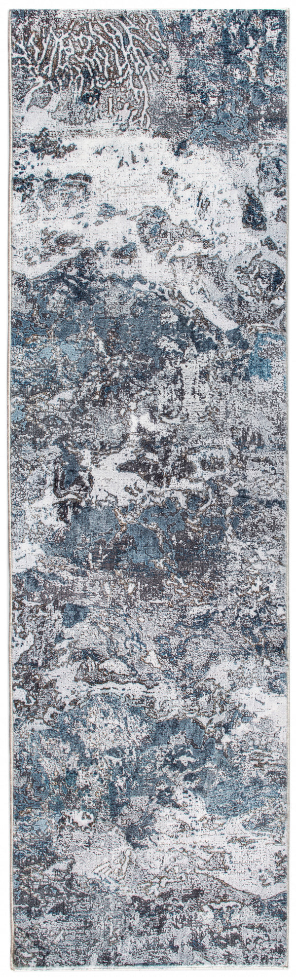 Homeroots 8' X 10' Blue And Gray Abstract Area Rug  Polyester 475321