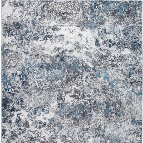 HomeRoots 8' Blue and Gray Abstract Area Rug - Contemporary Artful Design for Cozy Living Spaces and Easy Care 8' X 10' 475321