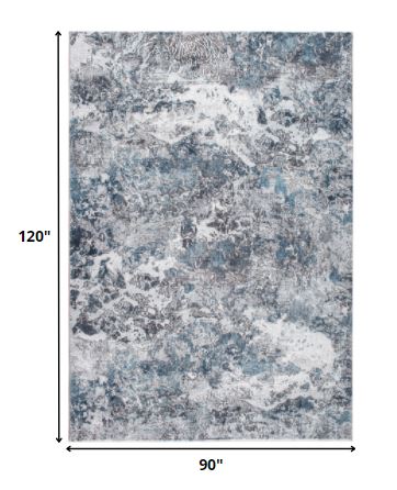Homeroots 8' X 10' Blue And Gray Abstract Area Rug  Polyester 475321