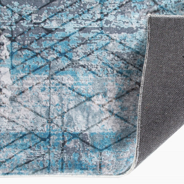 Homeroots 5' X 8' Blue Gray Abstract Cuboid Modern Area Rug  Polyester 475323