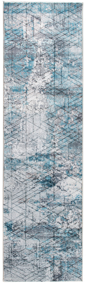 Homeroots 5' X 8' Blue Gray Abstract Cuboid Modern Area Rug  Polyester 475323
