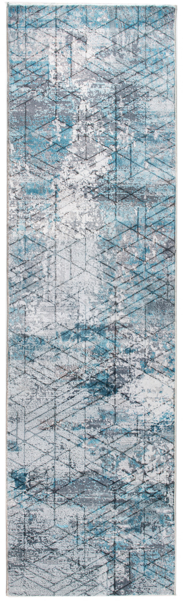 Homeroots 5' X 8' Blue Gray Abstract Cuboid Modern Area Rug  Polyester 475323