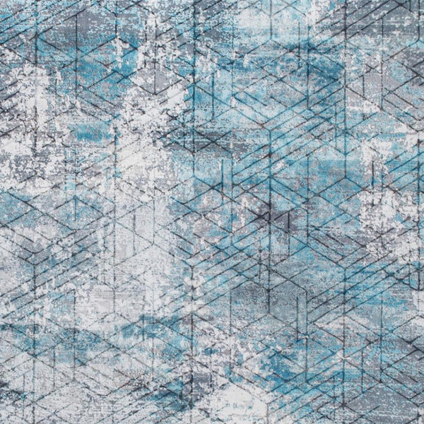 HomeRoots 5' Blue Gray Abstract Cuboid Area Rug for Modern Living Spaces - Durable, Stylish, and Easy Care 6' X 9' 475324