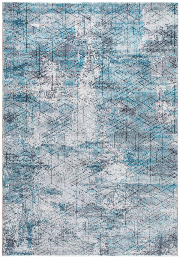 Homeroots 8' X 10' Blue Gray Abstract Cuboid Modern Area Rug  Polyester 475325