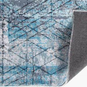 Homeroots 8' X 10' Blue Gray Abstract Cuboid Modern Area Rug  Polyester 475325