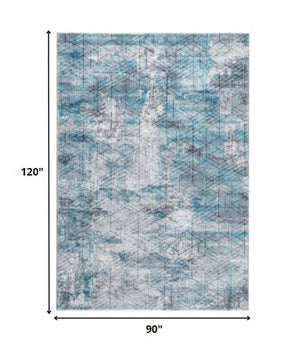 Homeroots 8' X 10' Blue Gray Abstract Cuboid Modern Area Rug  Polyester 475325