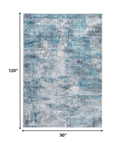 Homeroots 8' X 10' Blue Gray Abstract Cuboid Modern Area Rug  Polyester 475325