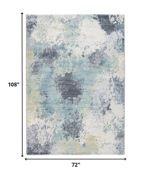 Homeroots 6' X 9' Blue And Ivory Abstract Area Rug  Polyester 475328