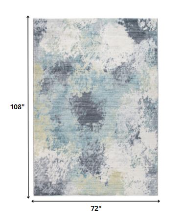 Homeroots 6' X 9' Blue And Ivory Abstract Area Rug  Polyester 475328