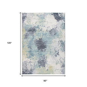 HomeRoots 8' Blue and Ivory Abstract Area Rug - Contemporary Elegance for Living Rooms, Bedrooms & Dining Spaces 8' X 10' 475329