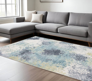 HomeRoots 8' Blue and Ivory Abstract Area Rug - Contemporary Elegance for Living Rooms, Bedrooms & Dining Spaces 8' X 10' 475329