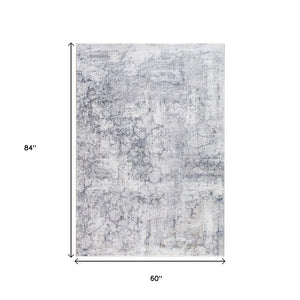 HomeRoots 5' Gray and Ivory Abstract Area Rug - Stylish, Durable, and Contemporary Design for Any Space 5' X 8' 475331