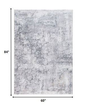 Homeroots 5' X 8' Gray Distressed Marble Area Rug  Polyester 475331