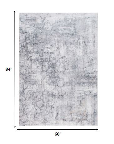 Homeroots 5' X 8' Gray Distressed Marble Area Rug  Polyester 475331