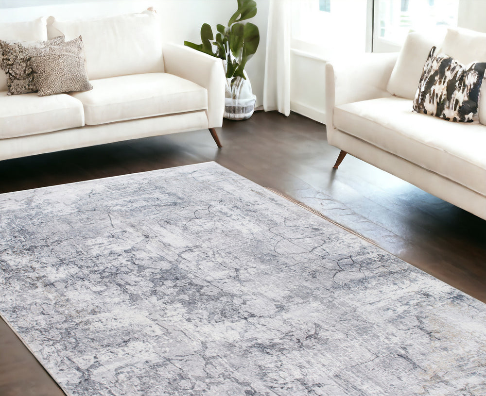 Homeroots 6' X 9' Gray Abstract Area Rug  Polyester 475332
