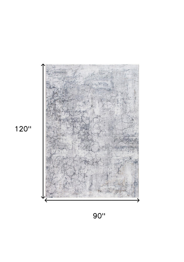 Homeroots 8' X 10' Gray Abstract Area Rug  Polyester 475333