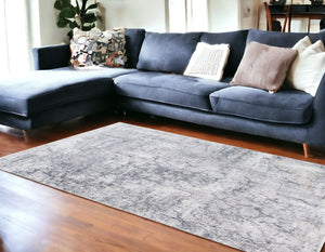 Homeroots 8' X 10' Gray Abstract Area Rug  Polyester 475333