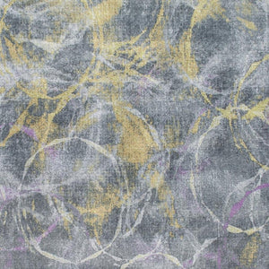 HomeRoots 5' Contemporary Abstract Area Rug in Gray, Yellow, and Purple - Stylish Durability for Any Space 5' X 8' 475335