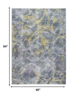 Homeroots 5' X 8' Gray Abstract Area Rug  Polyester 475335