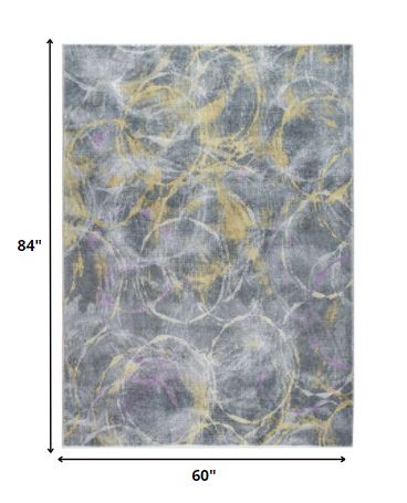 Homeroots 5' X 8' Gray Abstract Area Rug  Polyester 475335