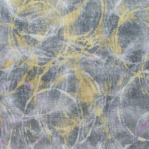 HomeRoots 5' Contemporary Abstract Area Rug in Gray, Yellow, and Purple - Stylish Durability for Any Space 6' X 9' 475336
