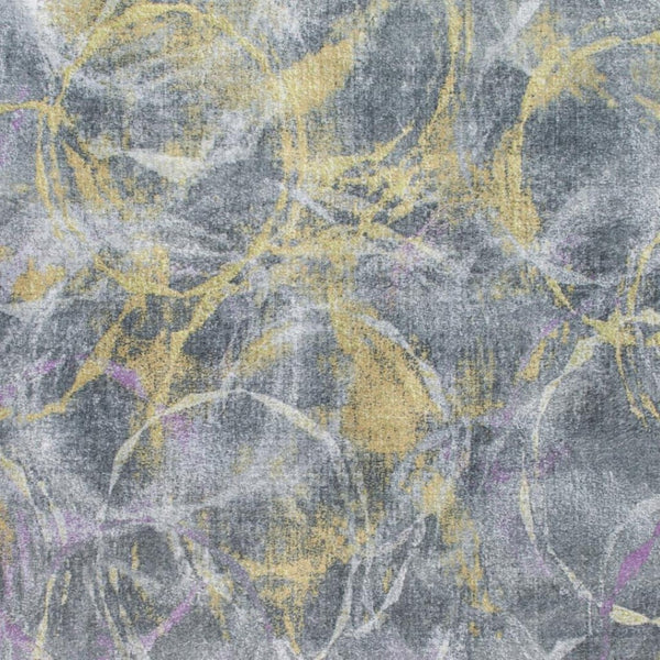 HomeRoots 5' Contemporary Abstract Area Rug in Gray, Yellow, and Purple - Stylish Durability for Any Space 6' X 9' 475336