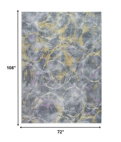 Homeroots 6' X 9' Gray Abstract Area Rug  Polyester 475336