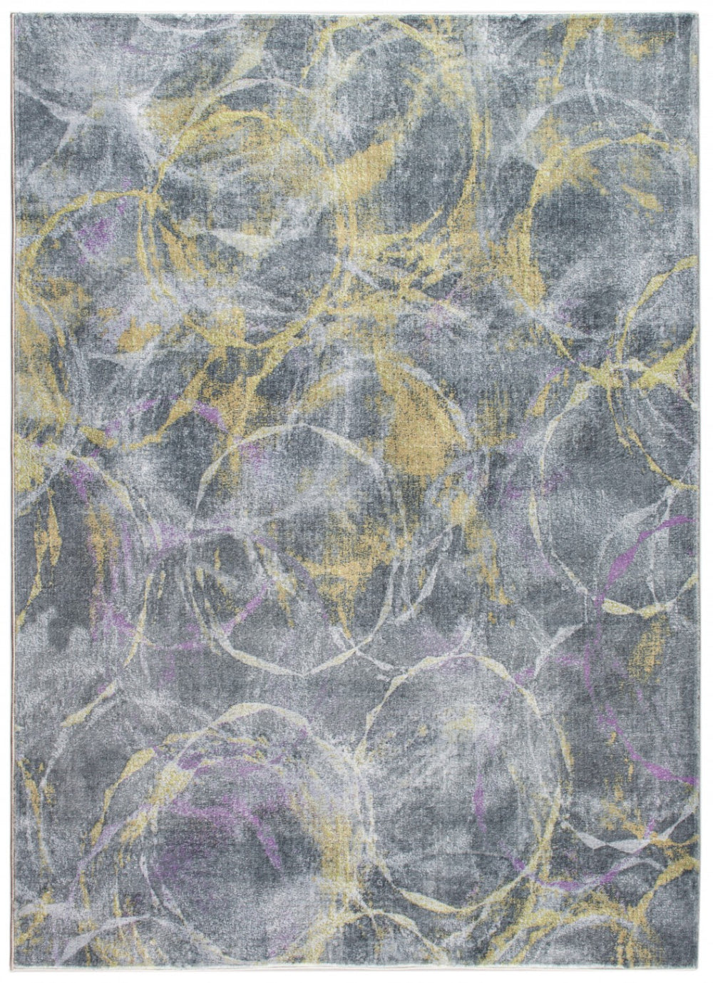 HomeRoots 8' Contemporary Gray Yellow and Purple Abstract Area Rug - Stylish Comfort for Modern Interiors 8' X 10' 475337