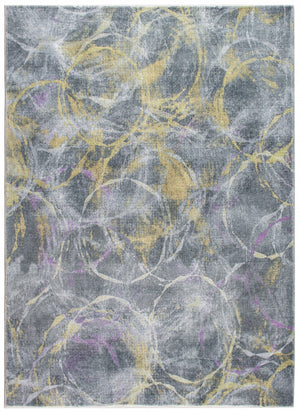HomeRoots 8' Contemporary Gray Yellow and Purple Abstract Area Rug - Stylish Comfort for Modern Interiors 8' X 10' 475337