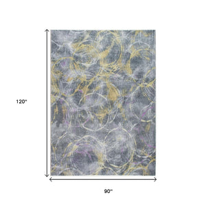 HomeRoots 8' Contemporary Gray Yellow and Purple Abstract Area Rug - Stylish Comfort for Modern Interiors 8' X 10' 475337
