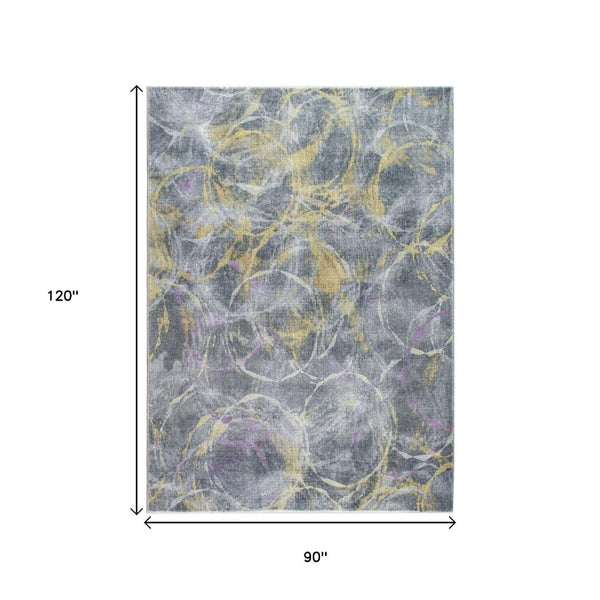 HomeRoots 8' Contemporary Gray Yellow and Purple Abstract Area Rug - Stylish Comfort for Modern Interiors 8' X 10' 475337