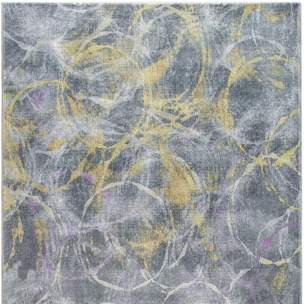 HomeRoots 8' Contemporary Gray Yellow and Purple Abstract Area Rug - Stylish Comfort for Modern Interiors 8' X 10' 475337