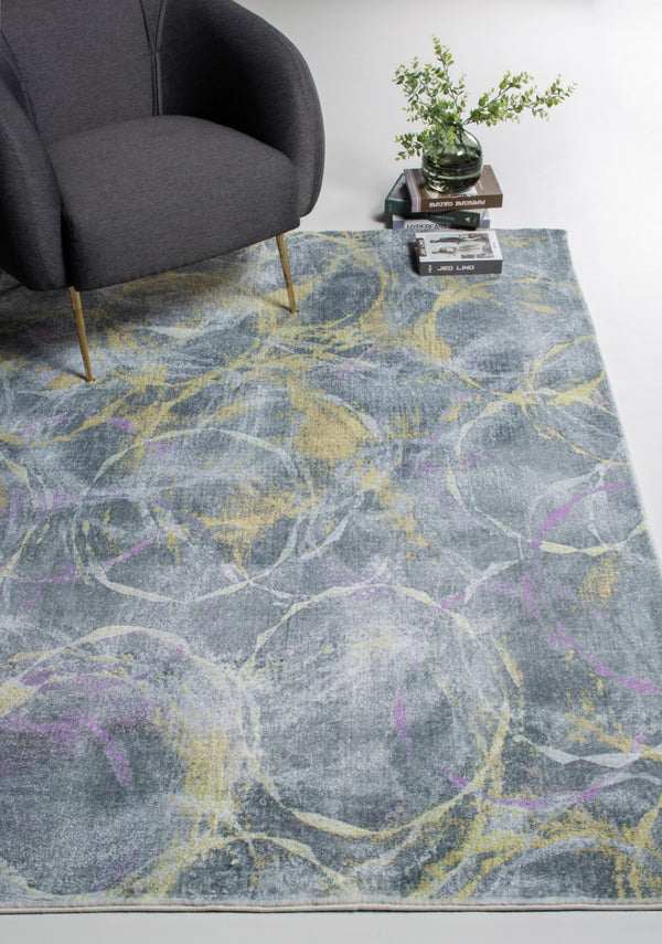 HomeRoots 8' Contemporary Gray Yellow and Purple Abstract Area Rug - Stylish Comfort for Modern Interiors 8' X 10' 475337