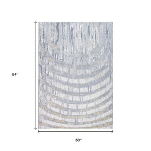 HomeRoots 5' Gray and Ivory Abstract Area Rug – Modern Design for Living Rooms, Bedrooms, and Home Offices 5' X 8' 475339