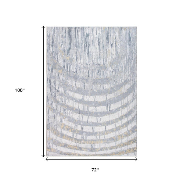 HomeRoots 5' Gray and Ivory Abstract Area Rug – Modern Design for Living Rooms, Bedrooms, and Home Offices 6' X 9' 475340