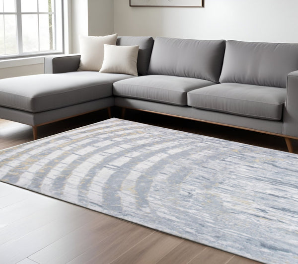 HomeRoots 8' Gray and Ivory Abstract Area Rug - Modern Artistry for High-Traffic Areas, Durable & Stylish Design 8' X 10' 475341