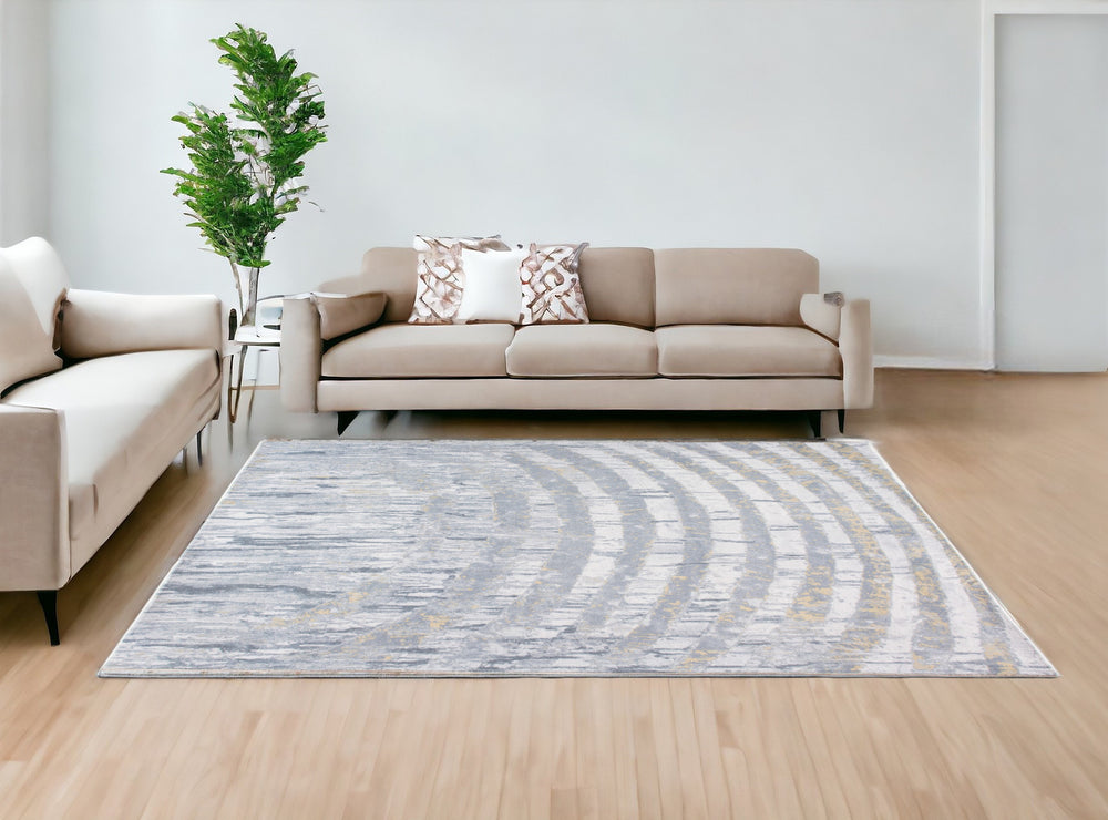 Homeroots 8' X 10' Gray Abstract Area Rug  Polyester 475341