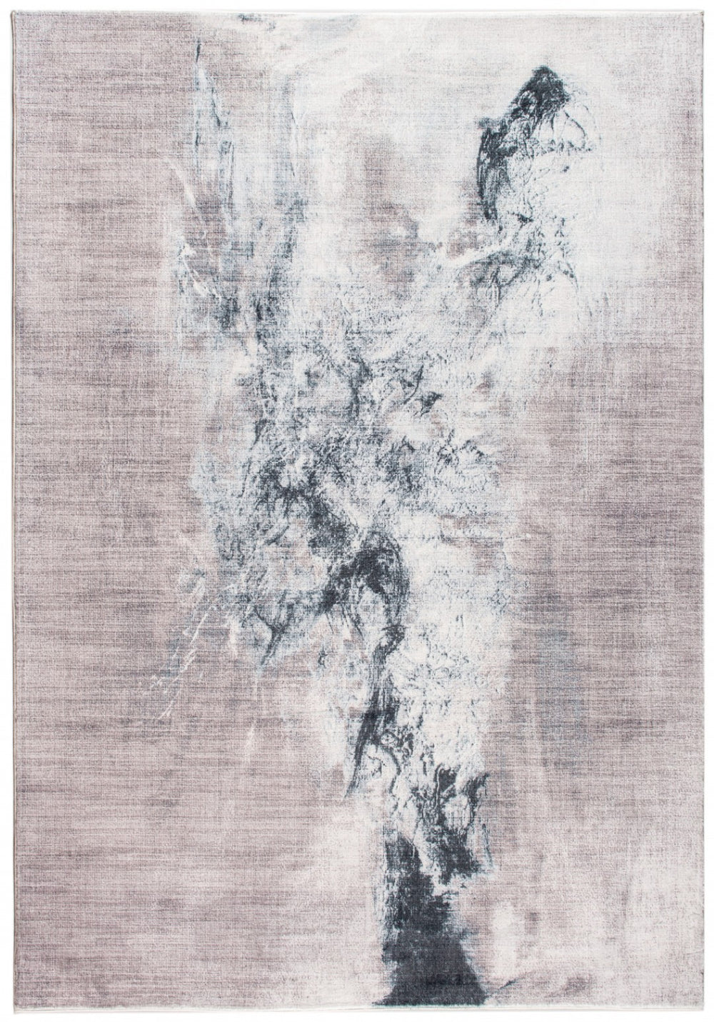 HomeRoots 5' Contemporary Sand Ivory and Black Abstract Area Rug for Stylish Living Room Décor and Durability 5' X 8' 475343