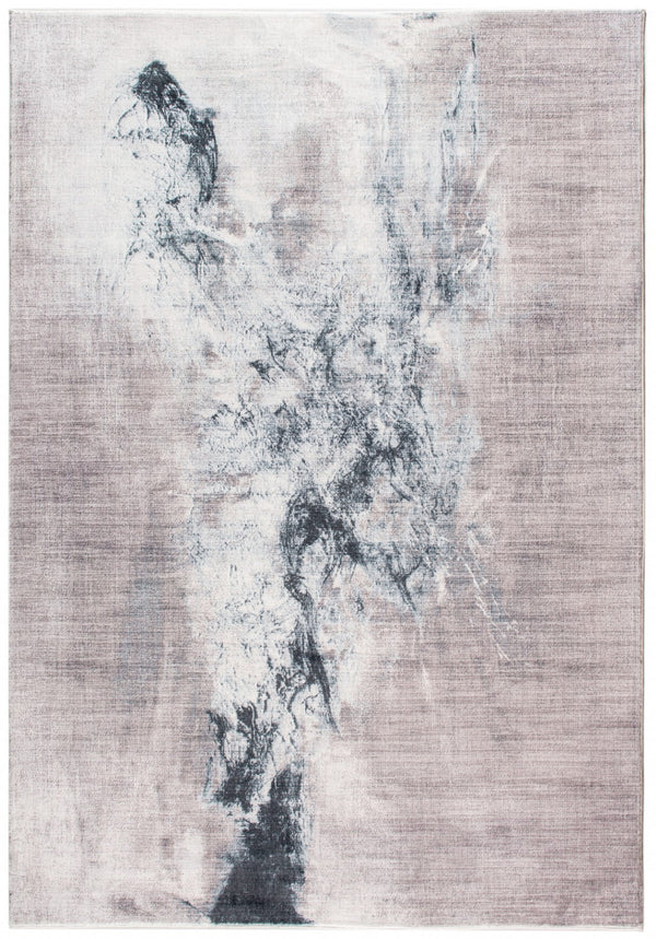 HomeRoots 5' Contemporary Sand Ivory and Black Abstract Area Rug for Stylish Living Room Décor and Durability 5' X 8' 475343