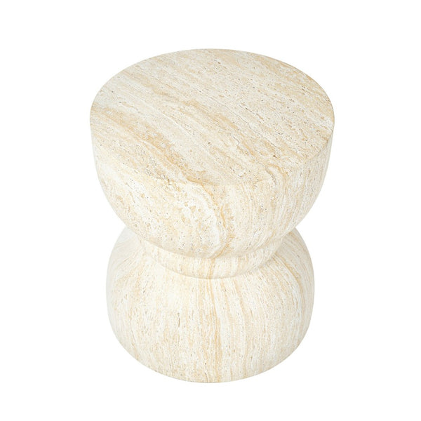 English Elm U_style Hourglass Mgo Concrete Outdoor Accent Table Sculptural Stone Texture Patio Decor Beige,Yellow N711P422067M