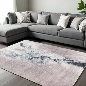 HomeRoots 5' Contemporary Sand Ivory and Black Abstract Area Rug for Stylish Living Room Décor and Durability 6' X 9' 475344