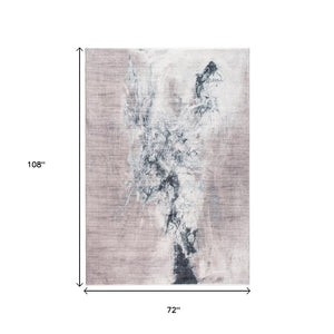 HomeRoots 5' Contemporary Sand Ivory and Black Abstract Area Rug for Stylish Living Room Décor and Durability 6' X 9' 475344