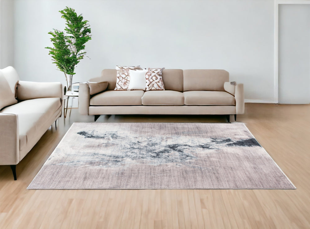 Homeroots 8' X 10' Sand Abstract Area Rug  Polyester 475345