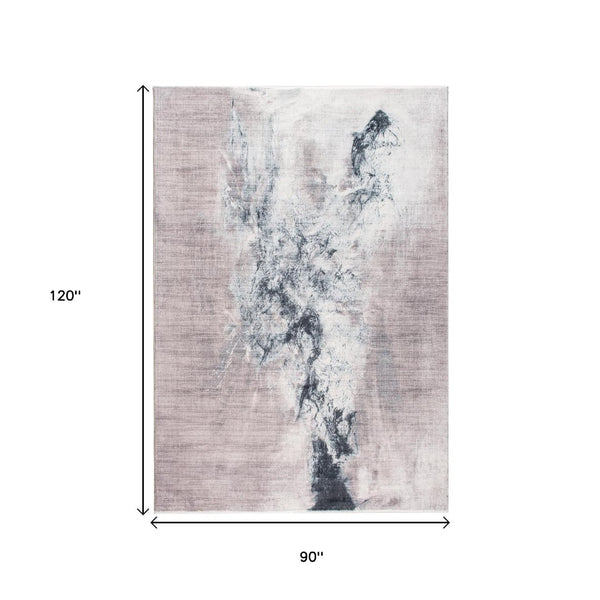 HomeRoots 8' Contemporary Sand and Black Abstract Area Rug - Durable, Stylish Design for Modern Spaces 8' X 10' 475345