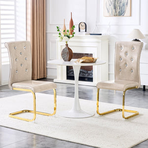 English Elm Set of 2 Glam Faux Alligator Pvc Dining Chairs with Crystal Buckle Bow Legs Beige W3875P371042